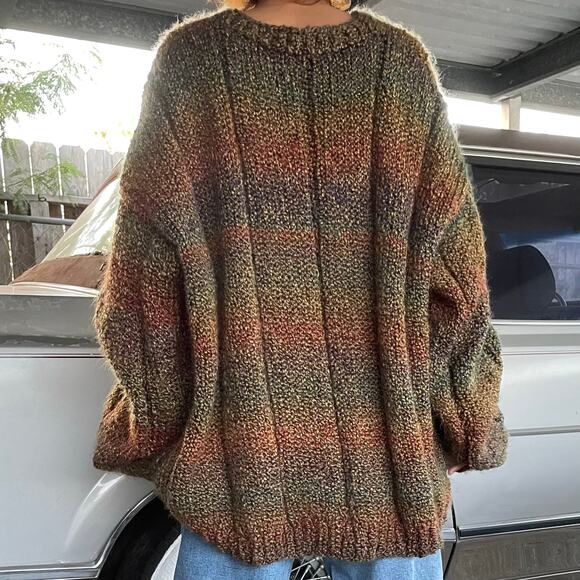 🔥Handmade Ombré Chunky Knit Boho Cottage Fairy Grunge Soft Sweater Unisex 1/2X - Picture 4 of 13